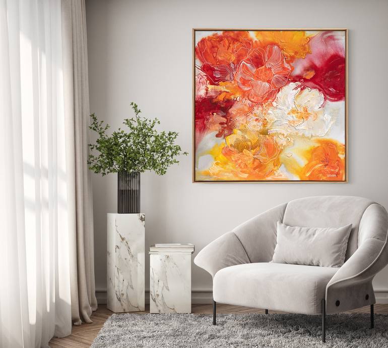 Original Abstract Floral Painting by Nichapha Trongsiri