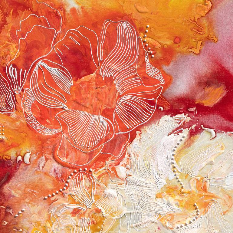 Original Abstract Floral Painting by Nichapha Trongsiri