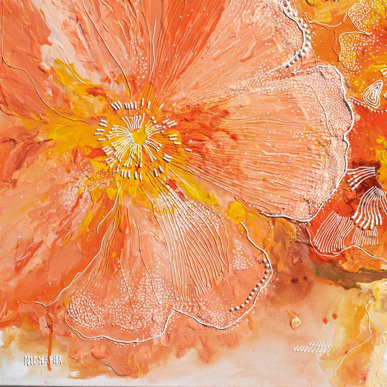 Original Abstract Expressionism Floral Painting by Nichapha Trongsiri