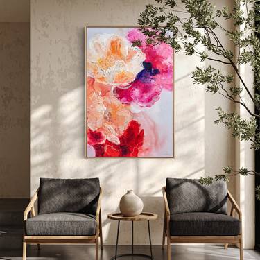 Original Abstract Expressionism Floral Painting by Nichapha Trongsiri