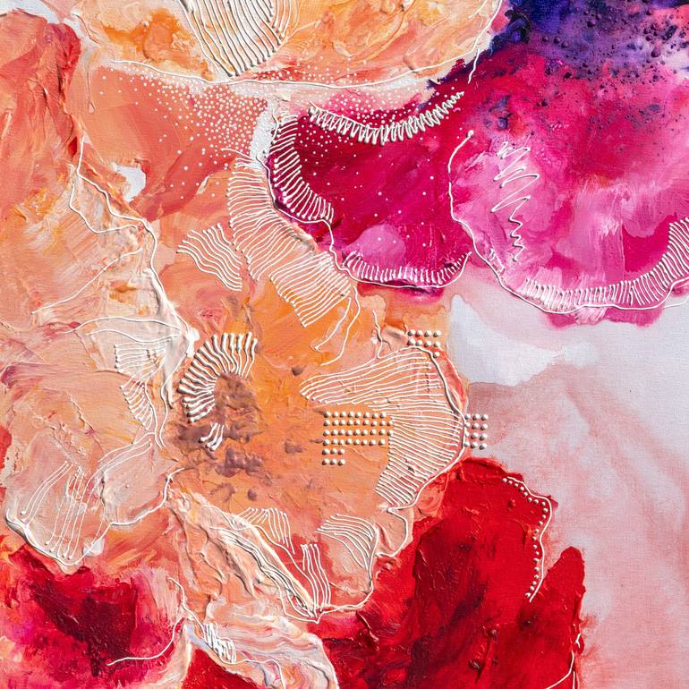 Original Abstract Expressionism Floral Painting by Nichapha Trongsiri