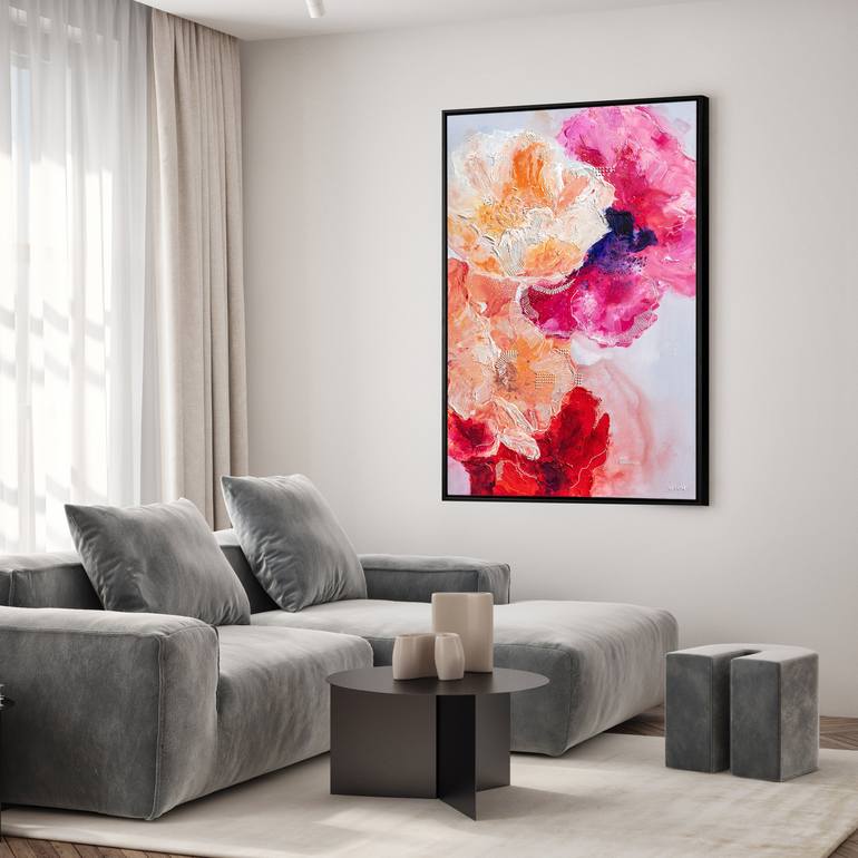 Original Abstract Expressionism Floral Painting by Nichapha Trongsiri