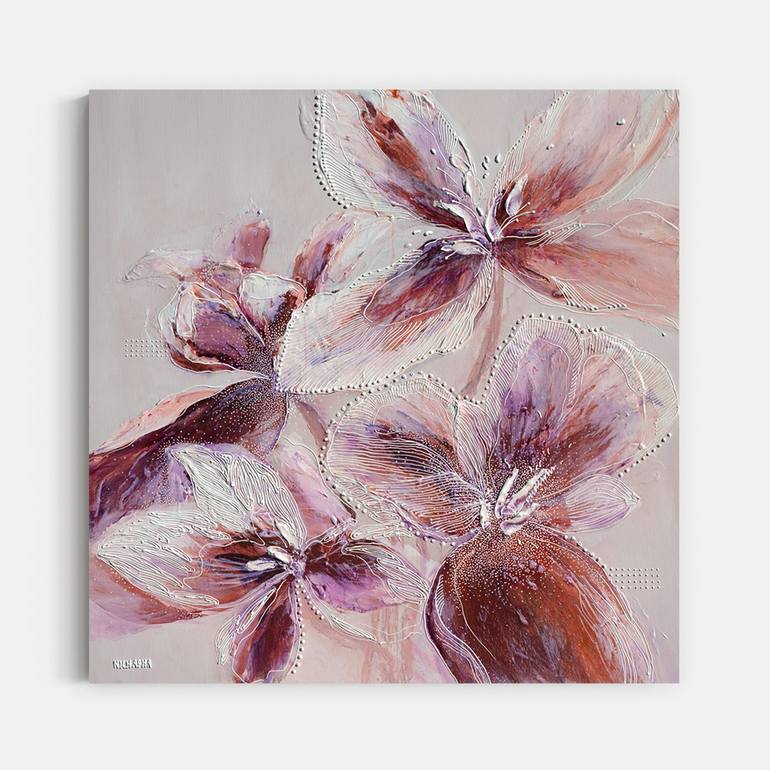 Original Abstract Expressionism Floral Painting by Nichapha Trongsiri