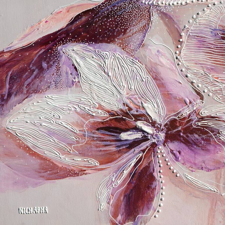 Original Abstract Expressionism Floral Painting by Nichapha Trongsiri