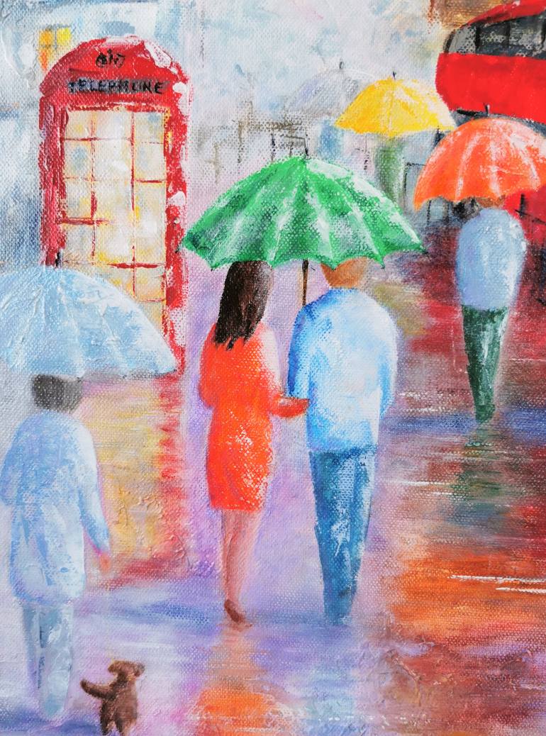 Original Art Deco Cities Painting by Ingrida Grosmane