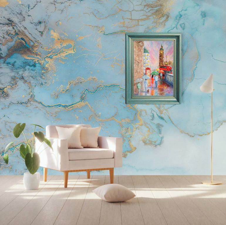 Original Art Deco Cities Painting by Ingrida Grosmane