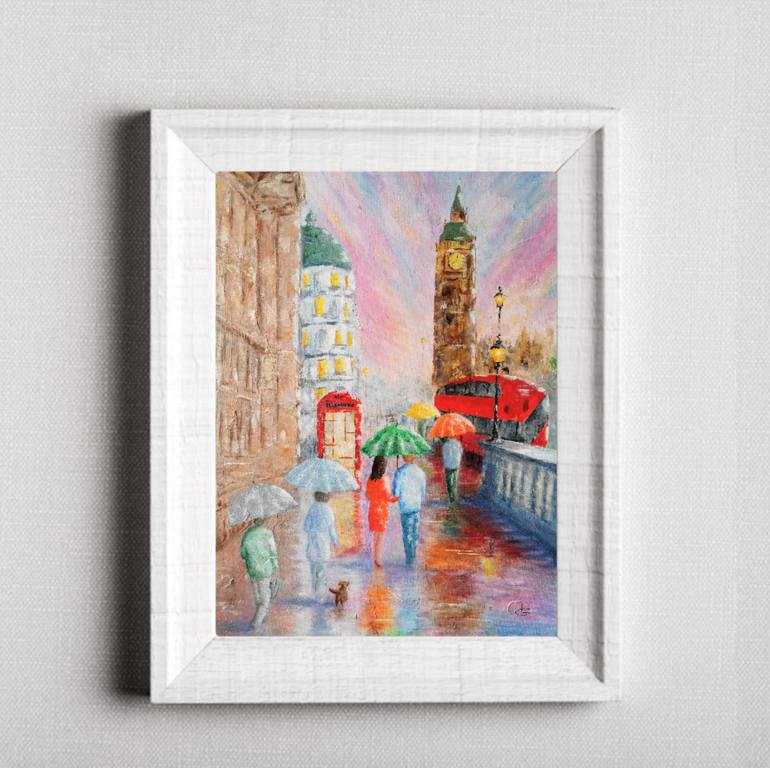 Original Art Deco Cities Painting by Ingrida Grosmane