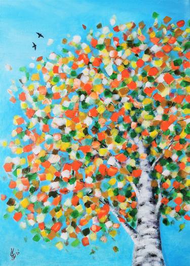 Rainbow Birch Tree - The Life Tree, Rainbow colors, Romantic Gift idea thumb