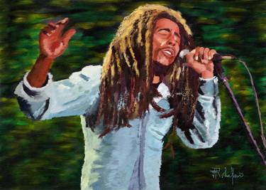 Painting of Bob Marley Singing thumb