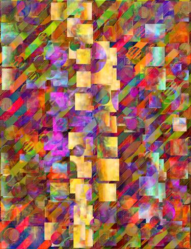 Original Abstract Expressionism Geometric Mixed Media by Edward Sawyer