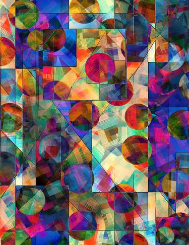 Original Cubism Geometric Mixed Media by Edward Sawyer