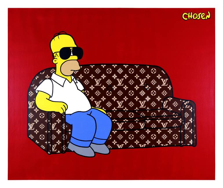 The Simpsons Homer Louis Vuitton Couch Painting by Chosen Art