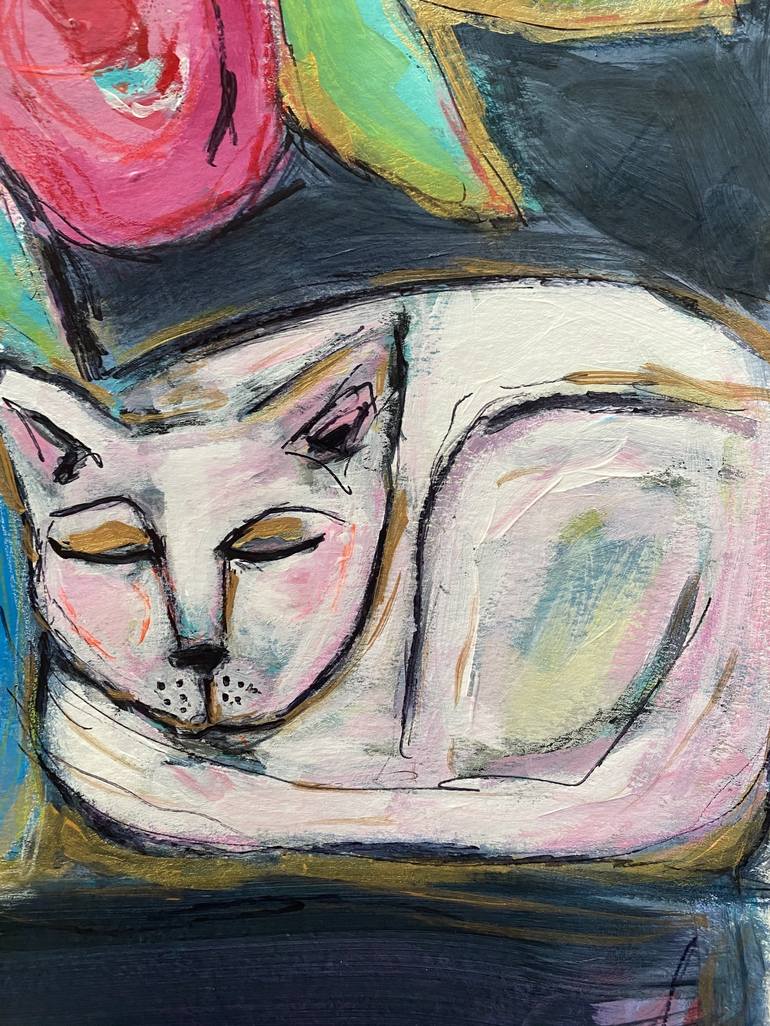 Original Expressionism Cats Painting by Krista Tannahill