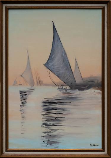 Original Abstract Sailboat Paintings by Aleksandra Kruk