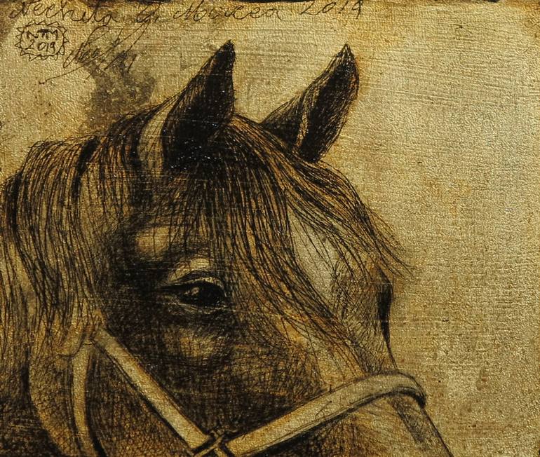 Original Figurative Horse Drawing by Mircea Nechita
