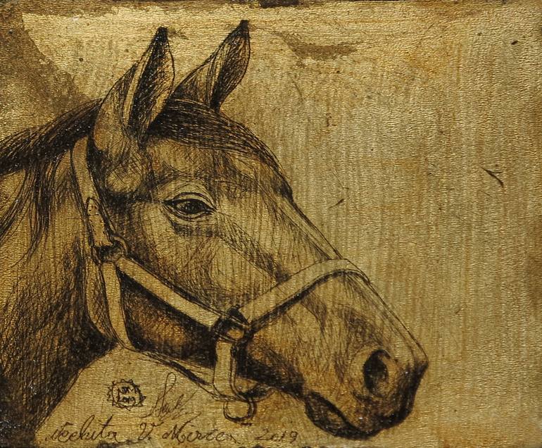 Original Figurative Horse Drawing by Mircea Nechita