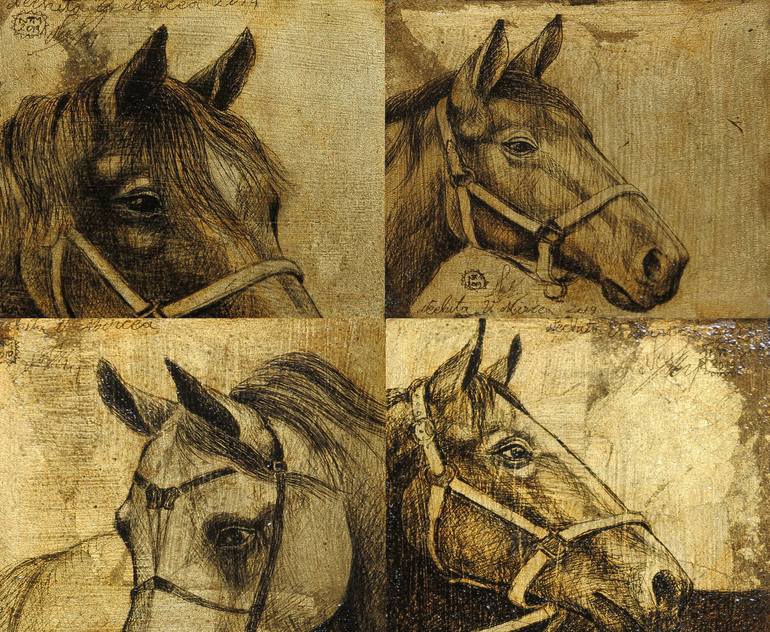 Original Figurative Horse Drawing by Mircea Nechita