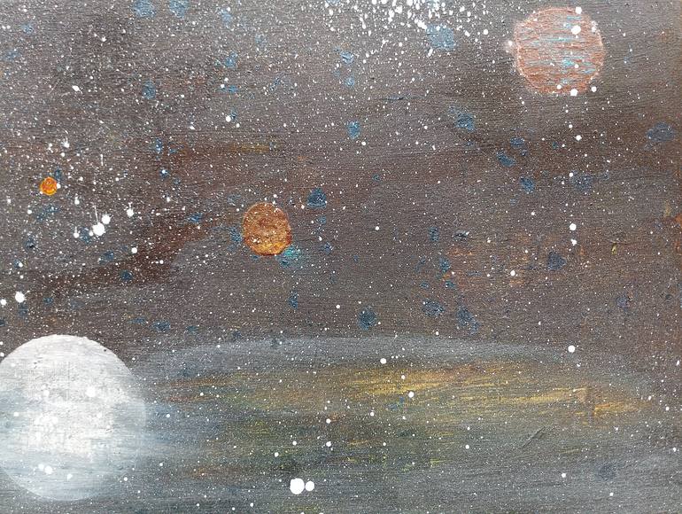 Original Conceptual Outer Space Painting by Yeshaya Dank