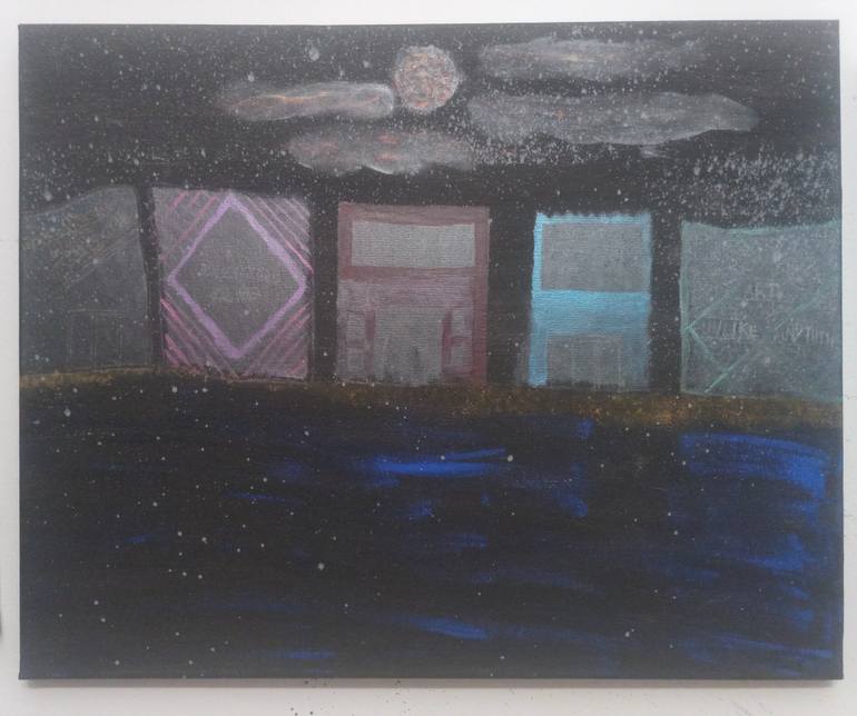 Original Abstract Outer Space Painting by Yeshaya Dank