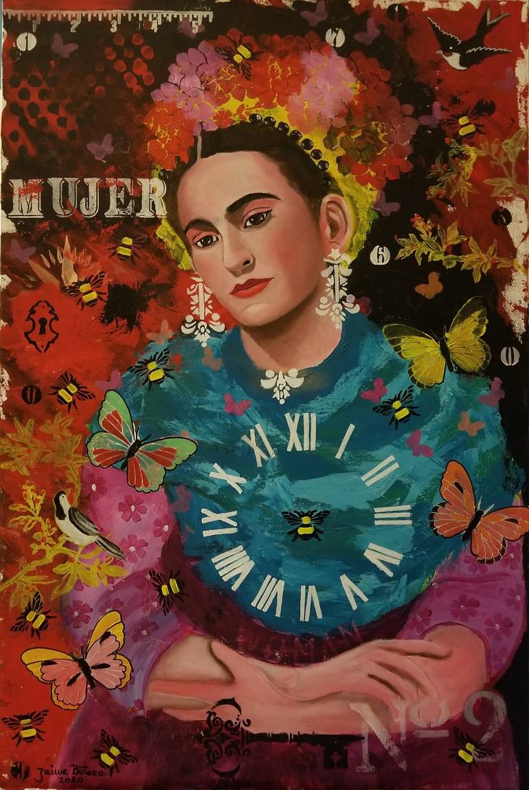 Original Pop CultureCelebrity Painting by Jaime Botero  Art Deco Art on Canvas  Mujer woman