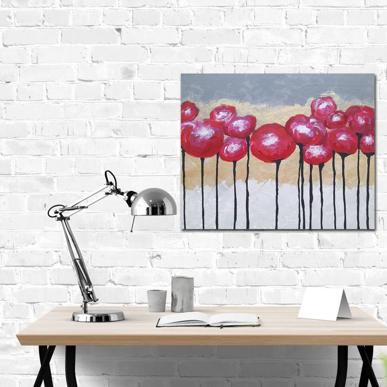 Original Abstract Floral Painting by Alex SanVik