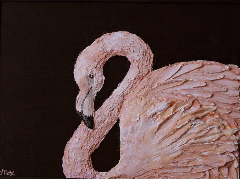 Flamingo.Sculptural painting. - Print