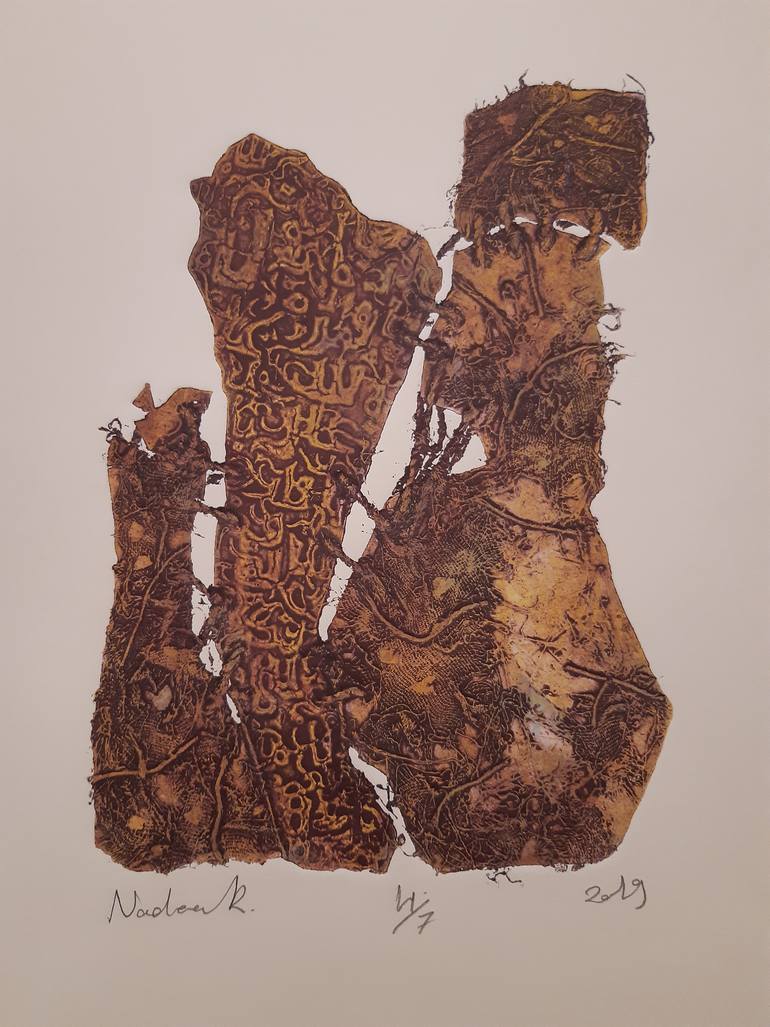 Original Abstract Calligraphy Printmaking by Nadeen Abdelmalek