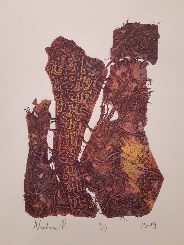 Original Abstract Calligraphy Printmaking by Nadeen Abdelmalek