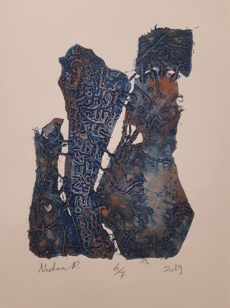 Original Abstract Calligraphy Printmaking by Nadeen Abdelmalek