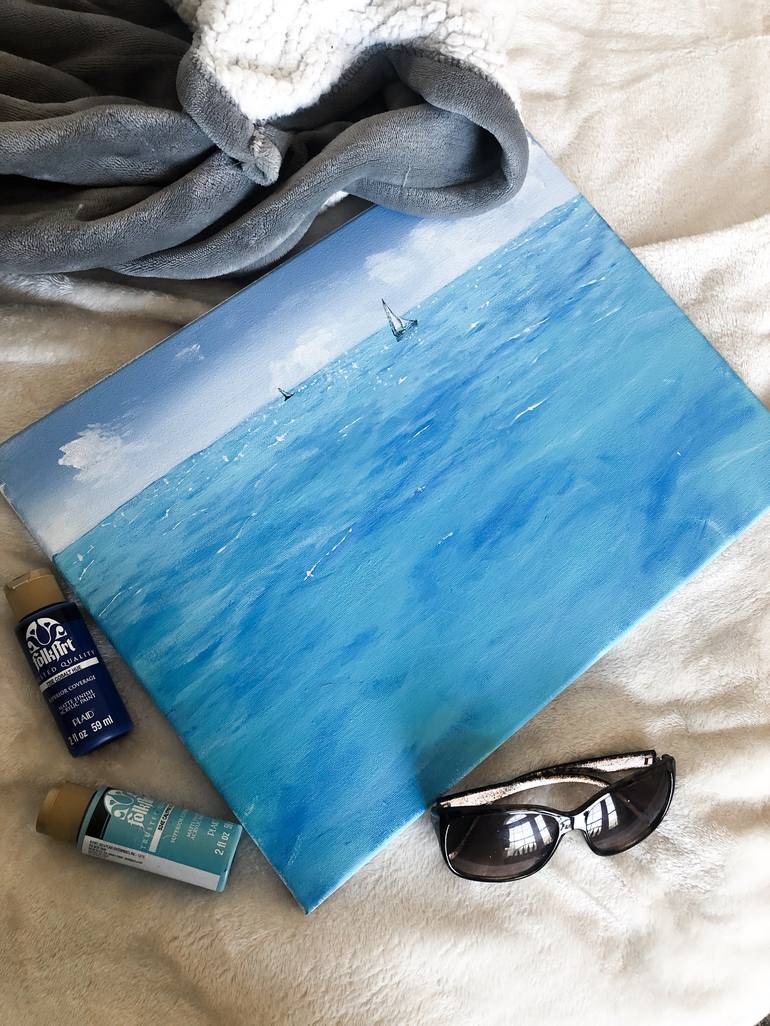 Beautiful blue sea Painting by Aubree Spasic | Saatchi Art