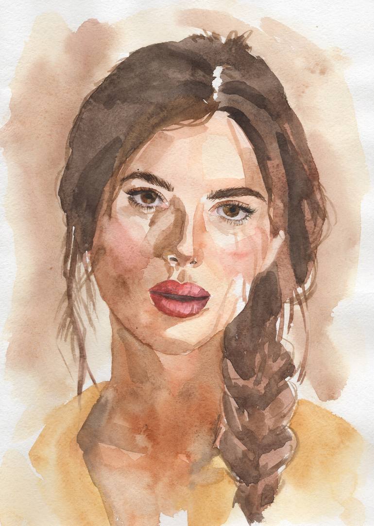 beautiful woman painting watercolor