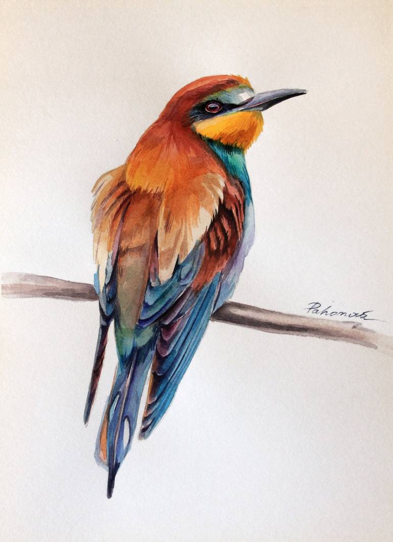 Bee-eater on Watercolor Paper 