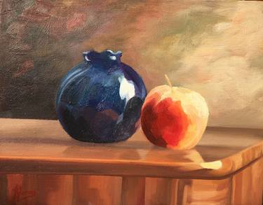 Still life with round vase and apple thumb