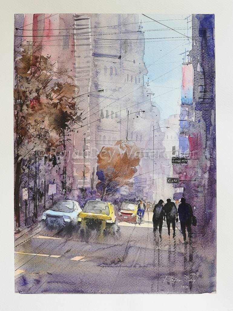 Original Fine Art Cities Painting by Rajan Dey