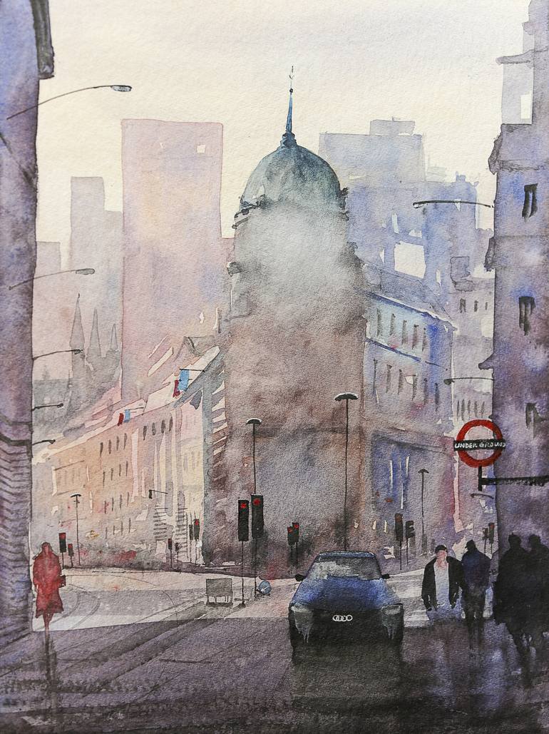 London Cityscape Painting by Rajan Dey | Saatchi Art