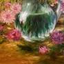 Pink chrysanthemums
Still life in the style impressionism.
Size 20" x 16" or 50 x 40 cm
Bouquet of pink chrysanthemums in a glass jug illuminated by the summer sun.