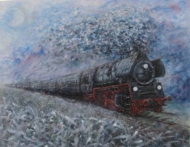 Original Impressionism Train Paintings by Kazimiera Dymek