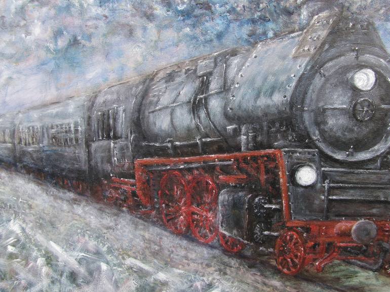 Original Impressionism Train Painting by Kazimiera Dymek