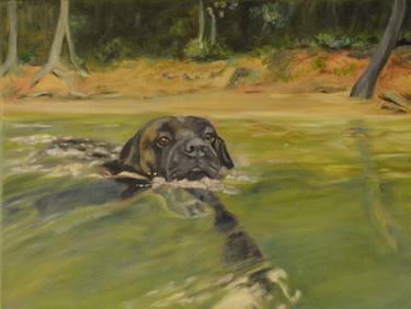 Original Dogs Painting by Bettie Bowles