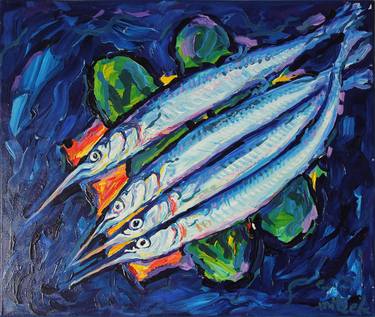 Original Figurative Fish Paintings by Vjeran Čengić