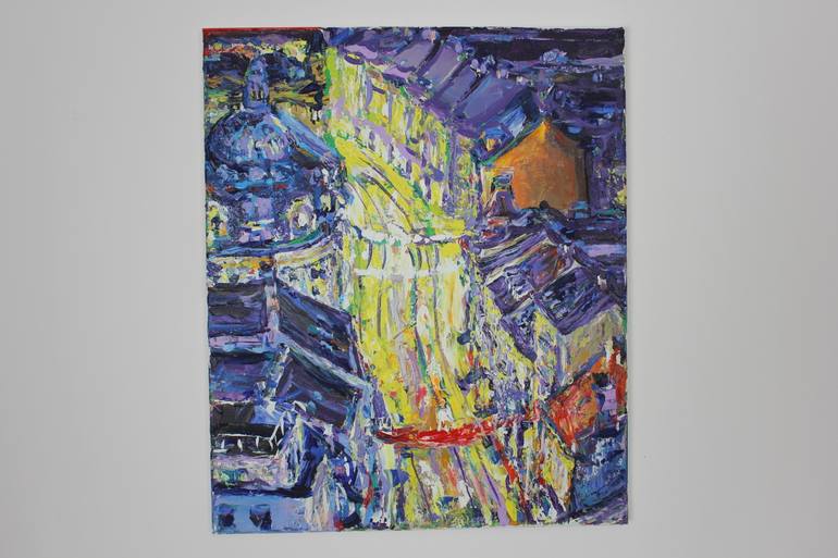 Original Abstract Expressionism Cities Painting by Vjeran Cengic