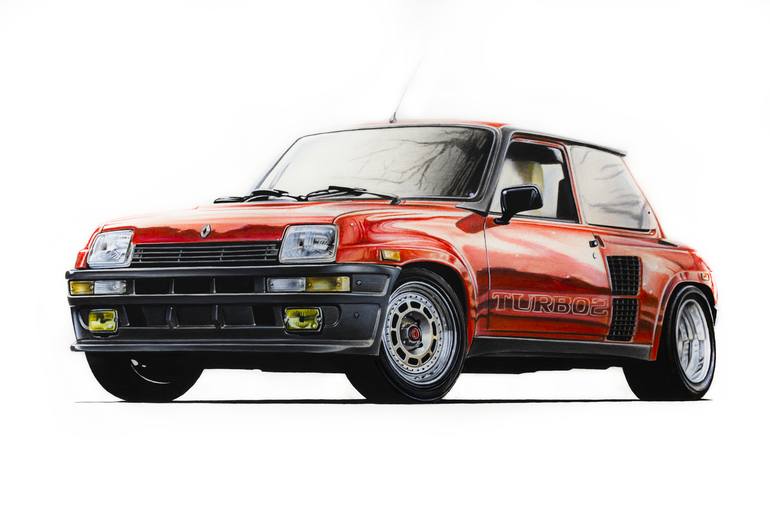 Renault 5 Turbo 2 Hand Made Pencil Illustration Drawing By Rui Pereira Saatchi Art