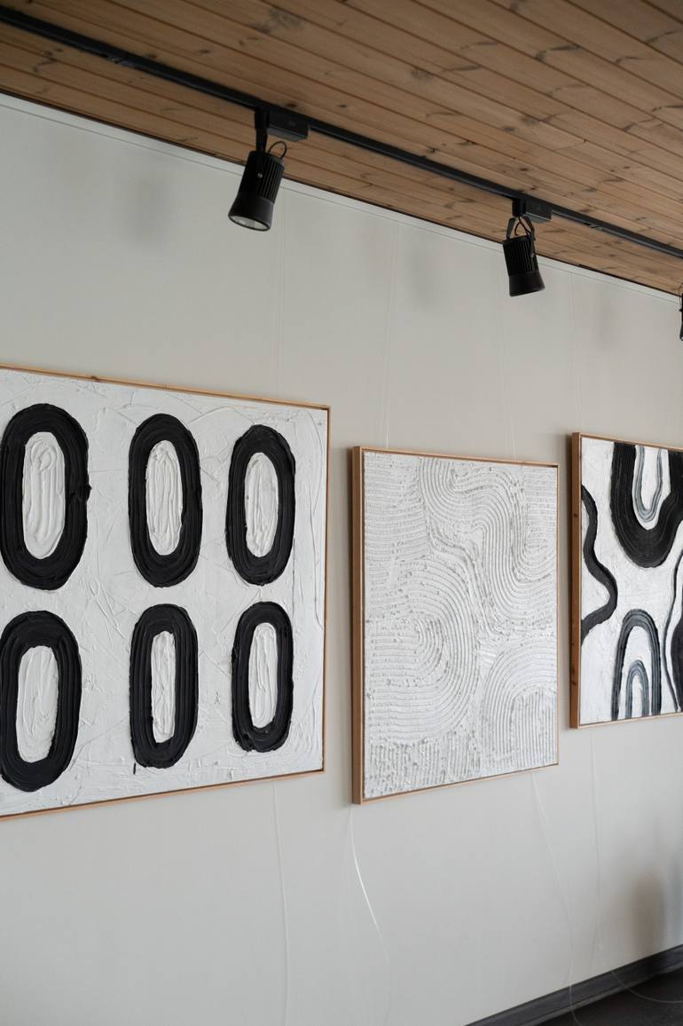 Original Black & White Abstract Painting by White Abstracts