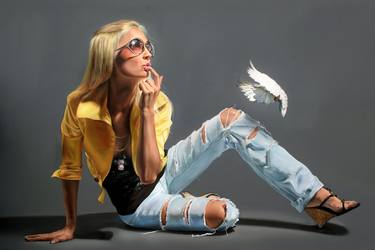 Original Figurative Women Painting by Peter Duhaj