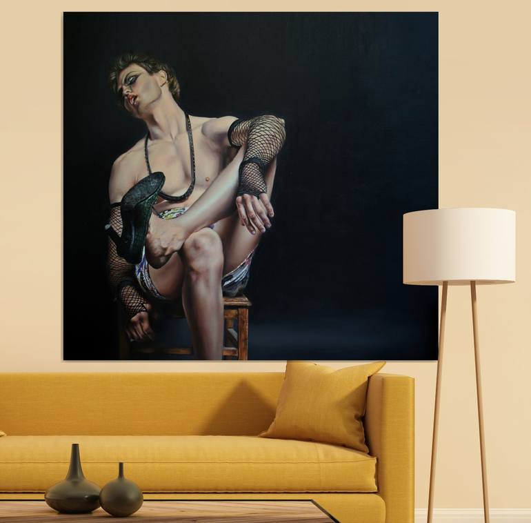 Original Photorealism Erotic Painting by Peter Duhaj