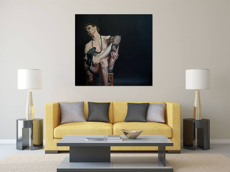 Original Photorealism Erotic Painting by Peter Duhaj