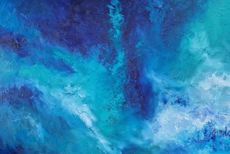 Deep Sea Dragon in Cool Blue - Acrylic Painting on Canvas