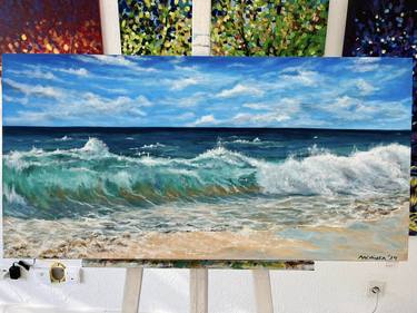 Original Figurative Beach Painting by Sebastian Machinea