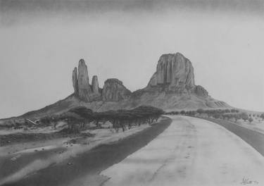 Original Fine Art Landscape Drawing by Isaac Sentso
