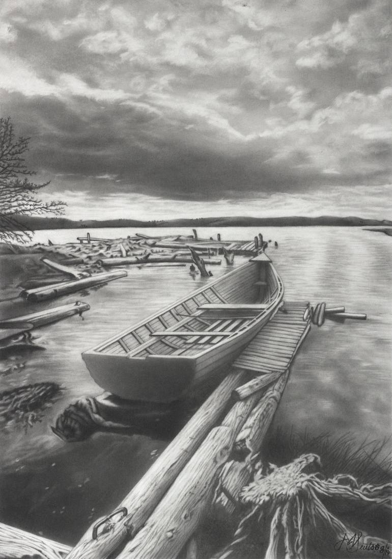Parked Boat Drawing by Isaac Sentso | Saatchi Art